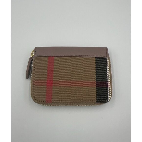 Burberry MN Zip Around Canvas Check Coin Wallet Grey Mink 8084526 - Picture 2 of 8